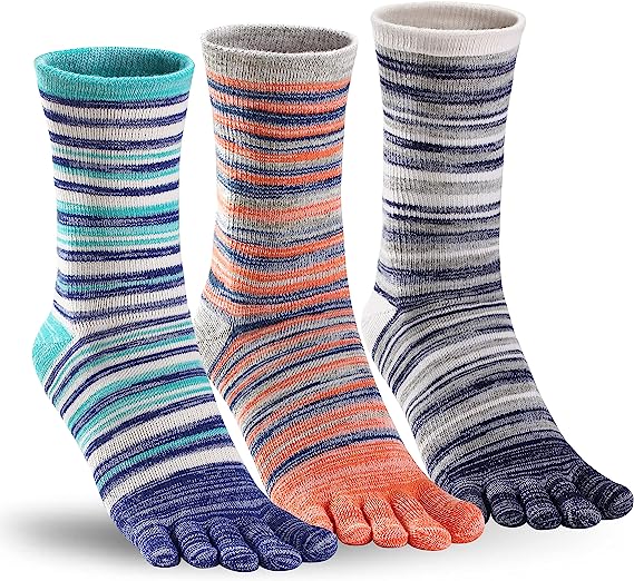 TikMox Toe Socks for Women Crew Running Socks(3Pairs)