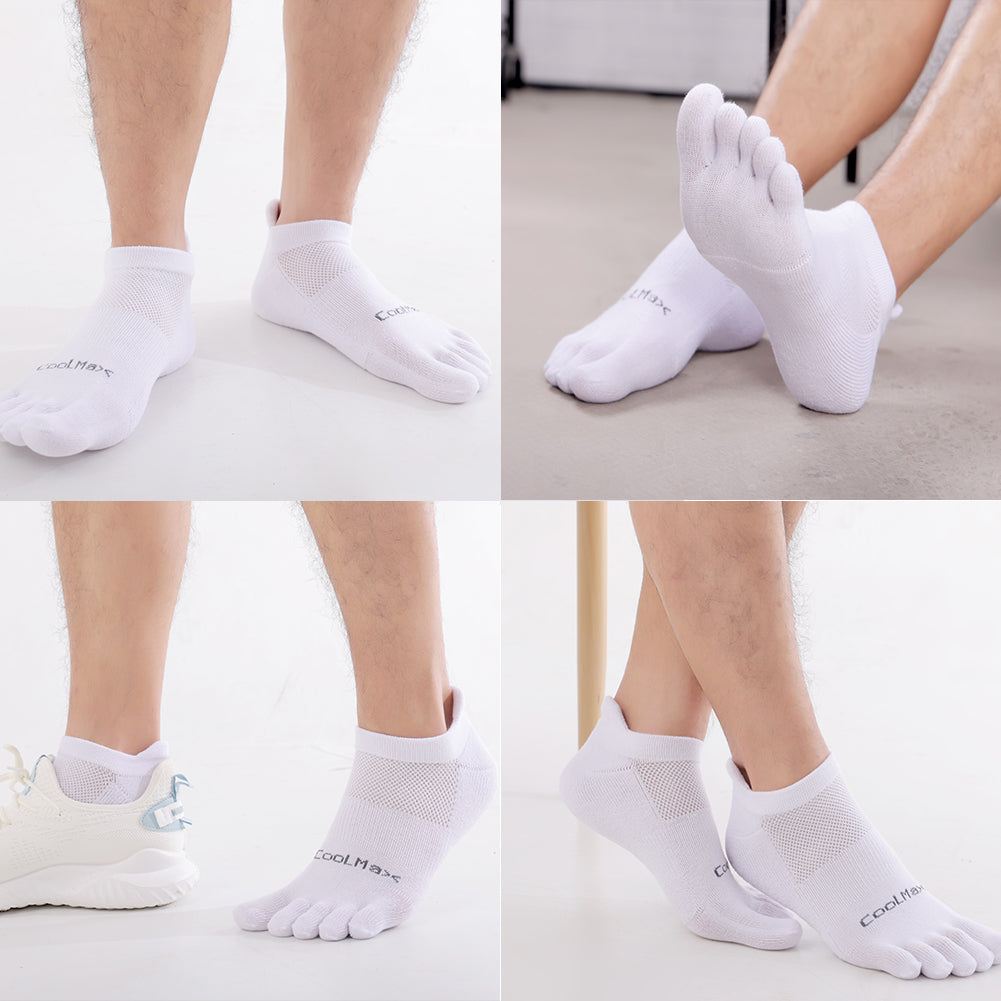 TikMox Toe Socks White Ankle Running Socks (3Pairs)