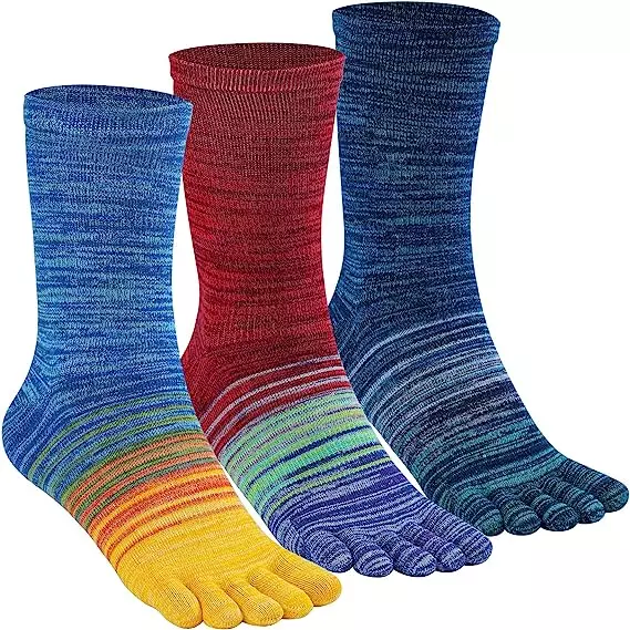 TikMox Toe Socks Crew Running Socks(3Pairs)