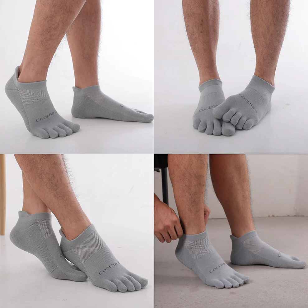 TikMox Toe Socks Grey Ankle Running Socks (3Pairs)