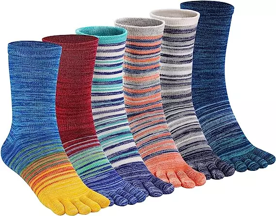 TikMox Toe Socks Crew Five Finger Socks 6Pairs