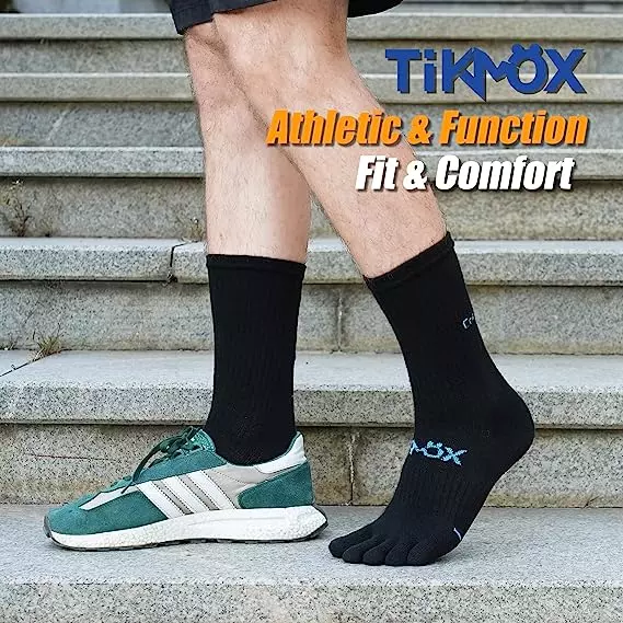 TikMox Toe Socks Coolmax Thickened Crew Socks 3pairs