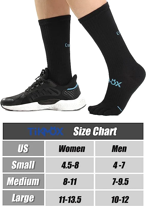 TikMox Toe Socks Coolmax Thickened Crew Socks 3pairs