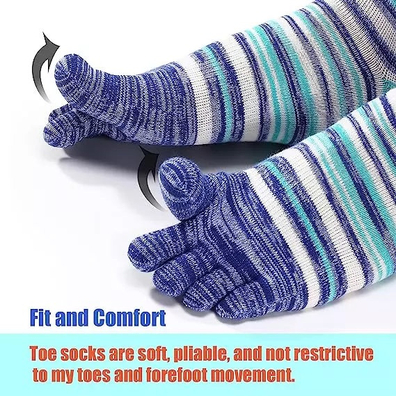 TikMox Toe Socks for Women Crew Running Socks(3Pairs)